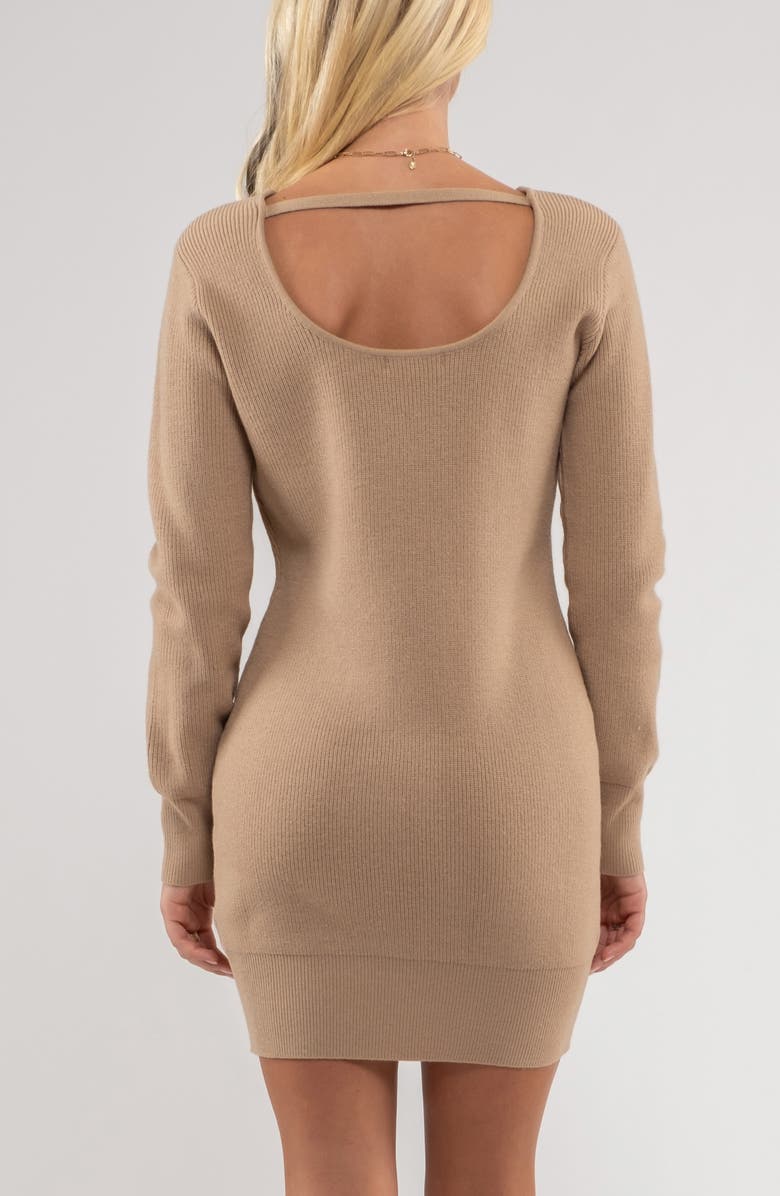 AUGUST SKY Cutout Sweater Dress, Alternate, color, Light Taupe