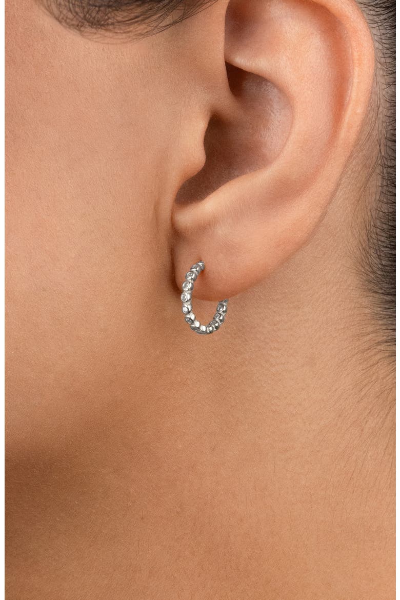 Bezel Hoop Earrings, Alternate, color, SILVER