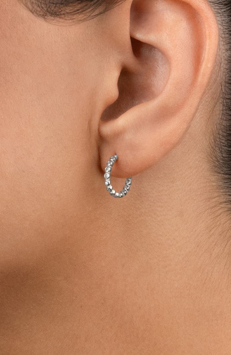 Sterling Forever Bezel Hoop Earrings, Alternate, color, Silver