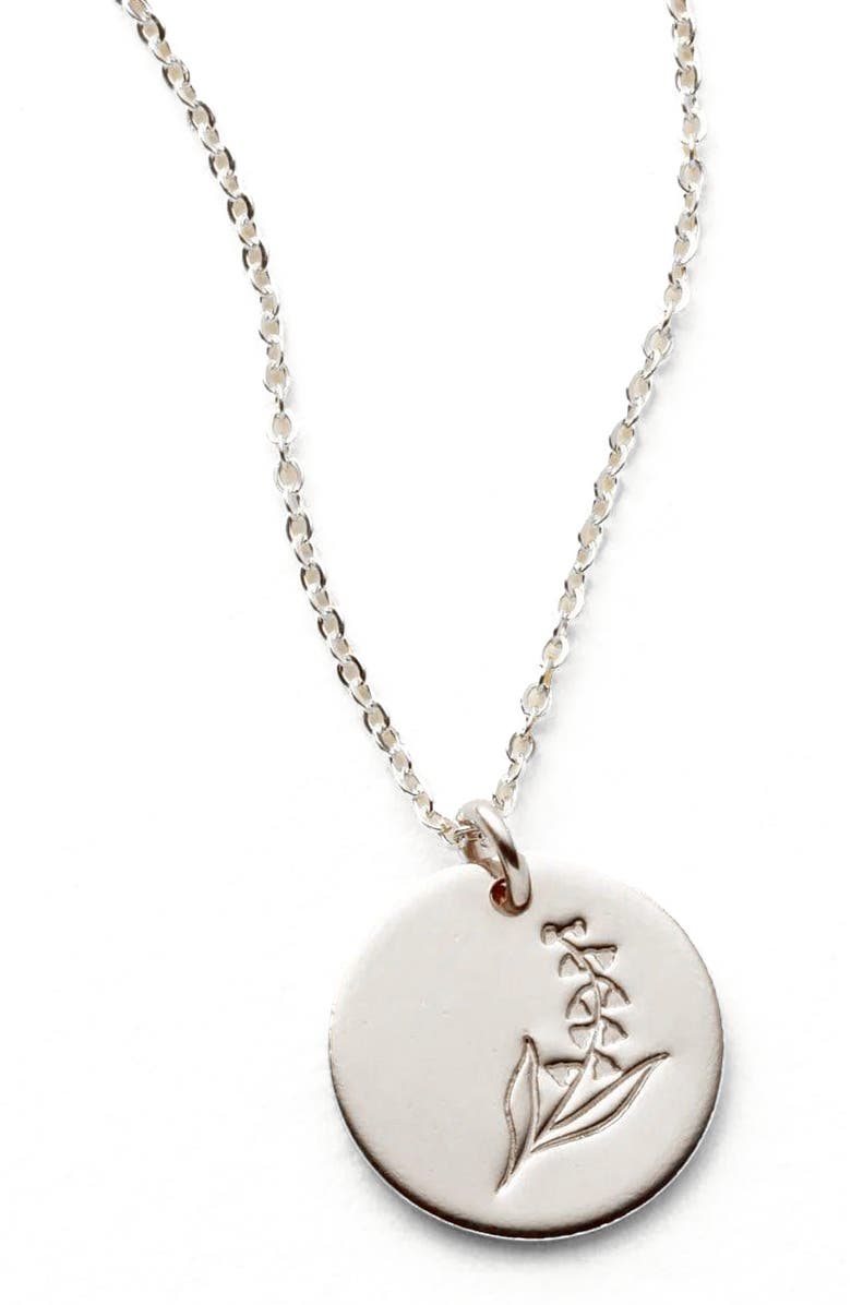 MADE BY MARY May Birth Flower Necklace, Main, color, Silver