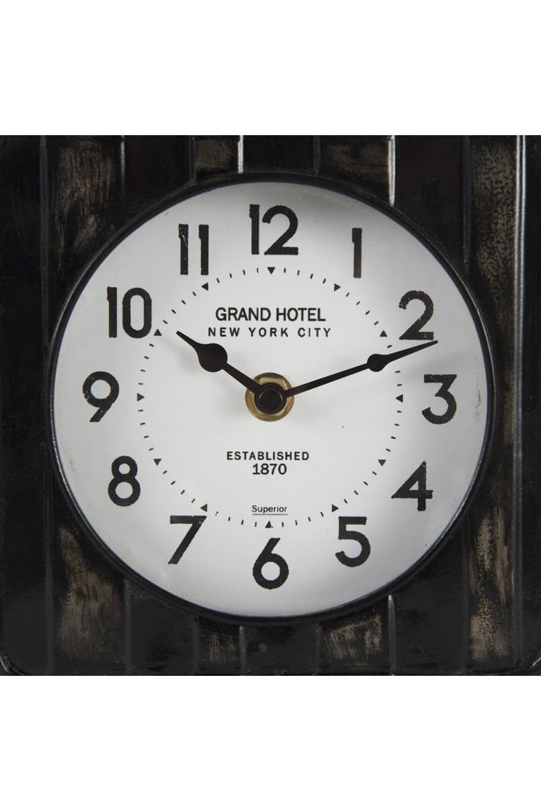 Karl Rustic Iron Rounded Square Table Clock, Alternate, color, Black