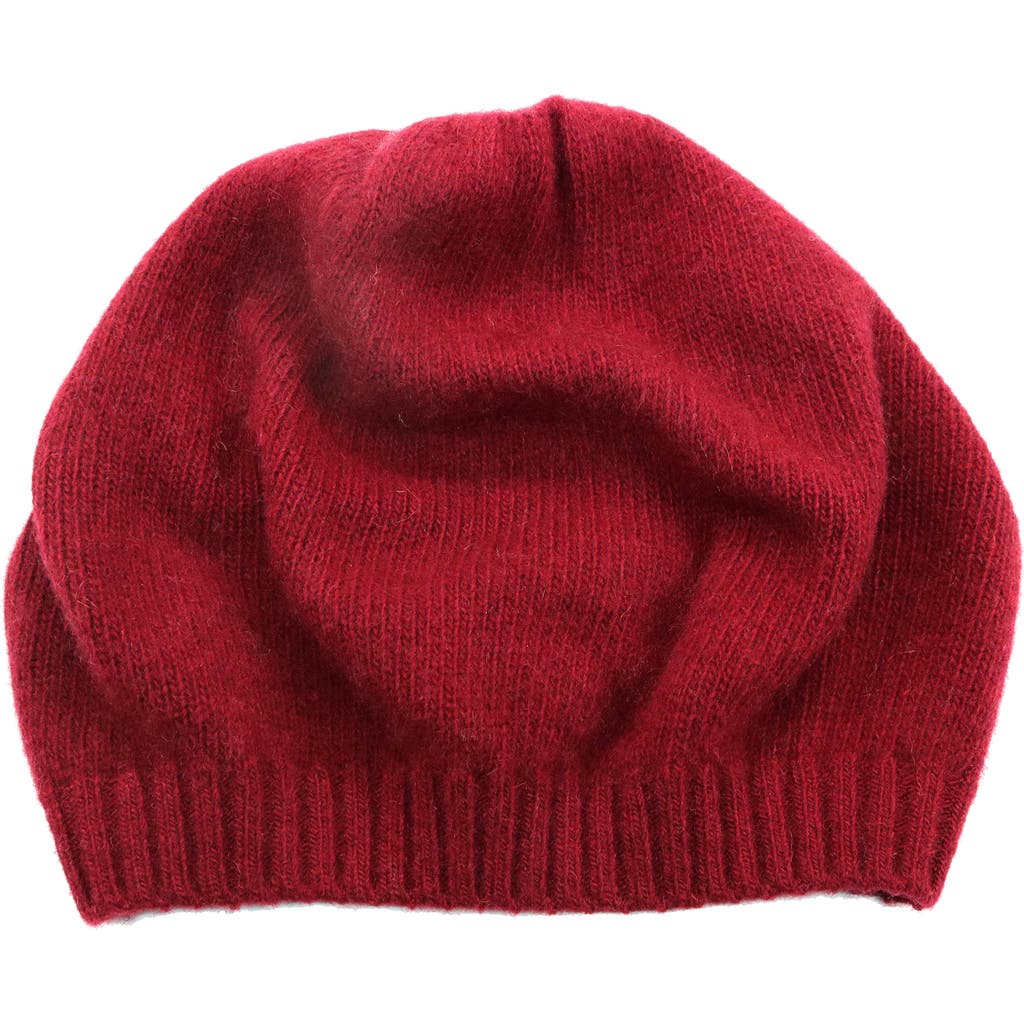 Portolano Solid Cashmere Beret In Burgundy