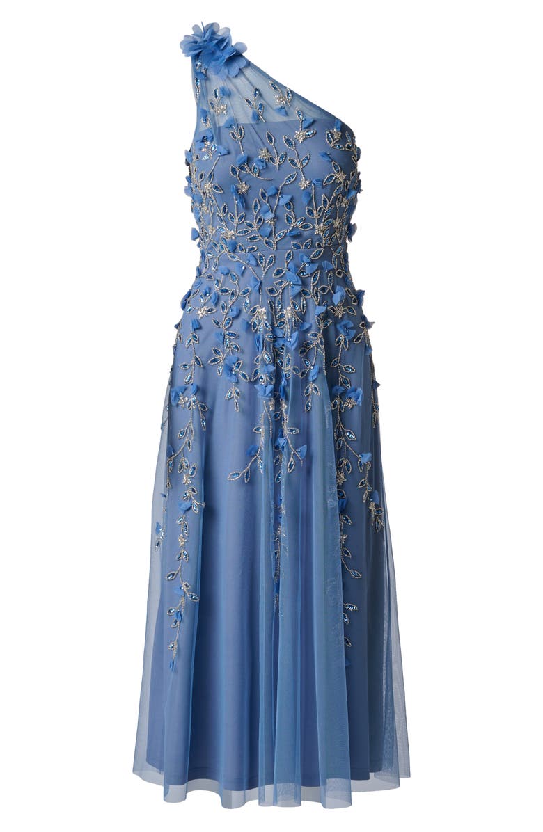 Adrianna Papell Embellished One-Shoulder Cocktail Dress, Alternate, color, French Blue