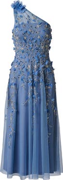 Adrianna Papell Embellished One-Shoulder Cocktail Dress