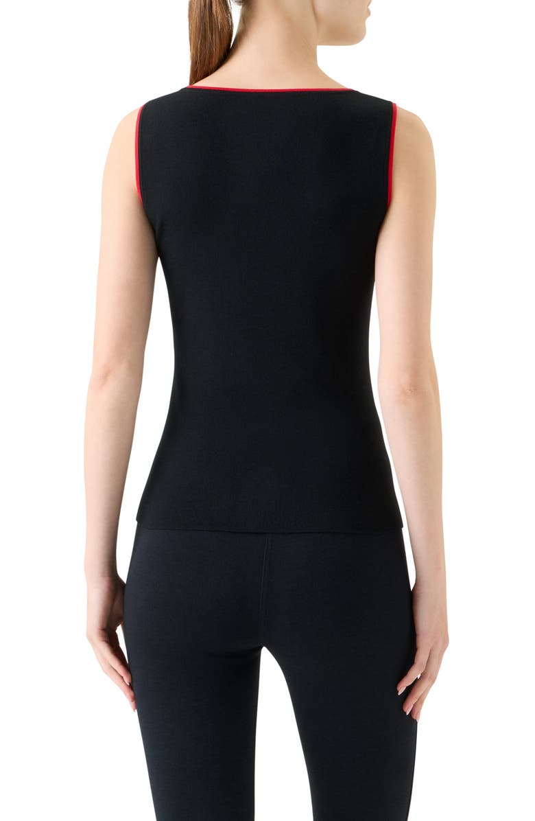 Akris punto Contrast Trim Stretch Virgin Wool Tank, Alternate, color, Black-Vermillion