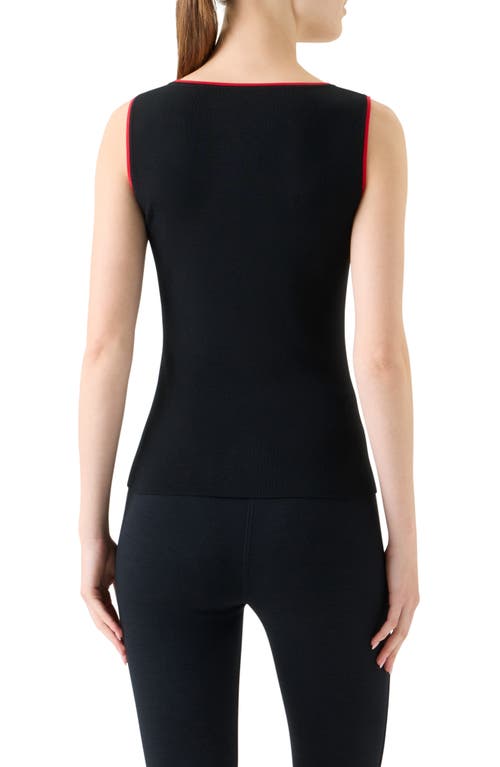 Akris Punto Contrast Trim Stretch Virgin Wool Tank In Black