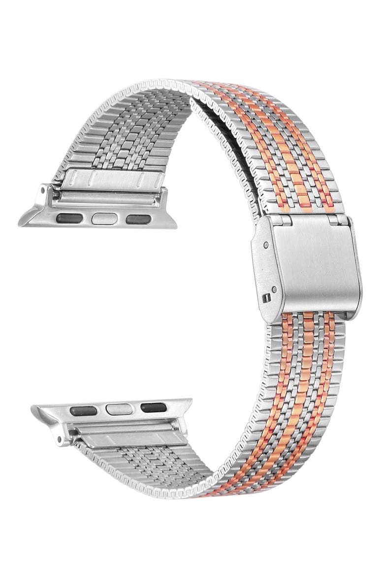 Eliza Stainless Steel Apple Watch® Watchband, Alternate, color, SILVER/ ROSE GOLD