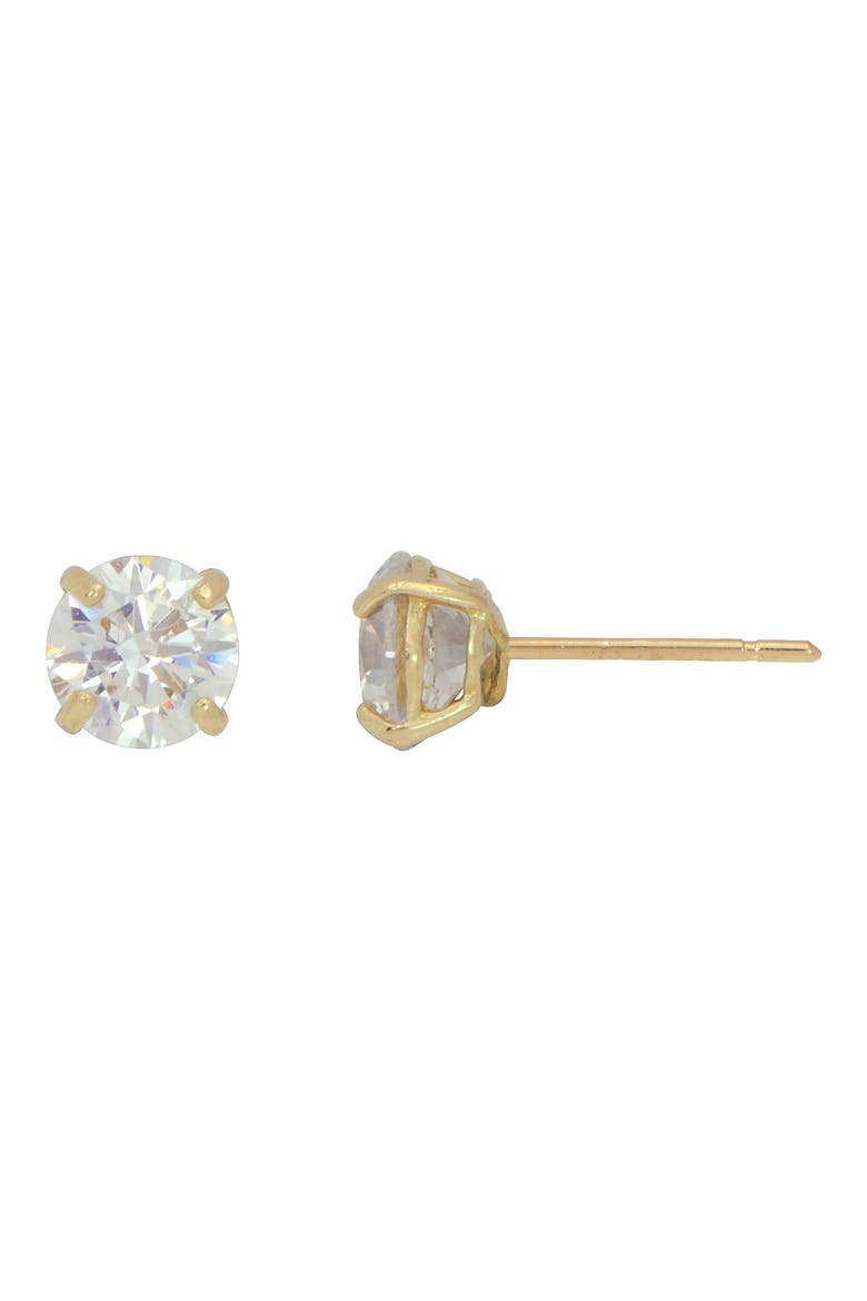 14K Gold Cubic Zirconia Stud Earrings, Main, color, CLEAR