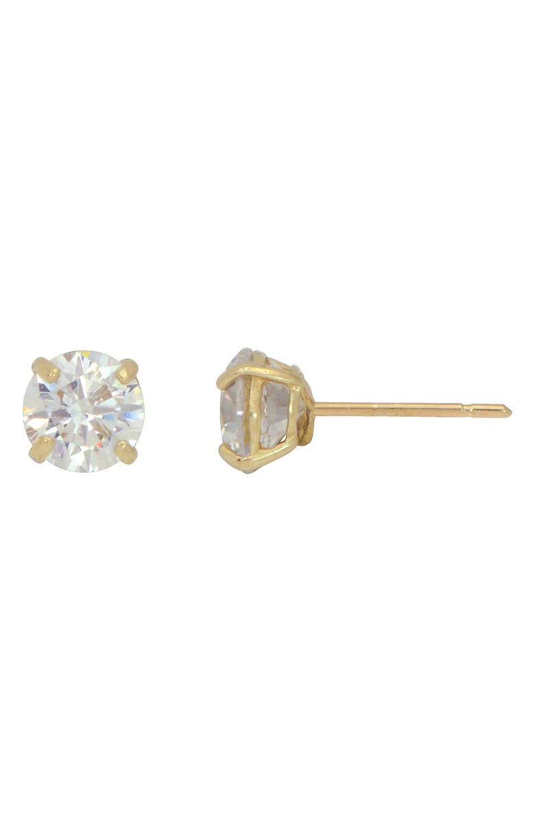 CANDELA JEWELRY 14K Gold Cubic Zirconia Stud Earrings, Main, color, Clear
