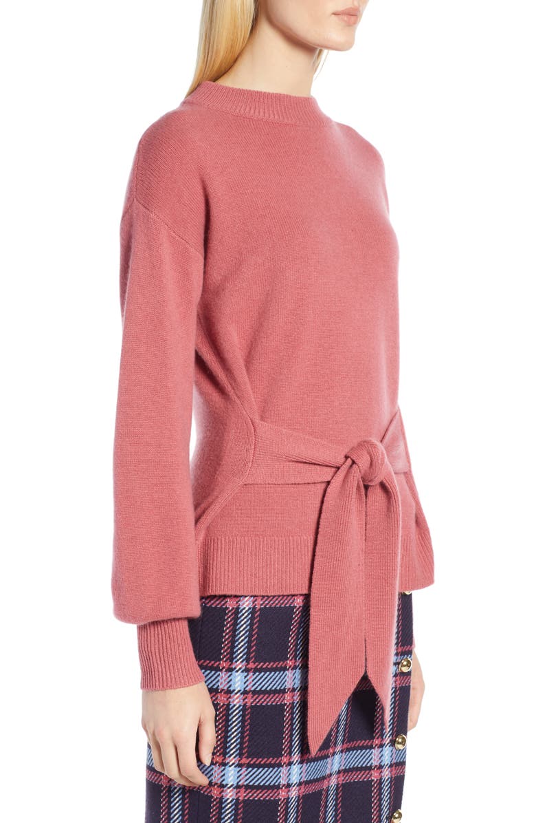 Halogen<sup>®</sup> x Atlantic-Pacific Wool and Cashmere Blend Tie Sweater, Alternate, color,