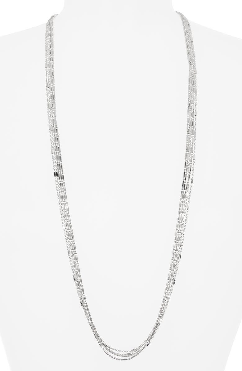 NORDSTROM RACK Layered Bead Chain Necklace, Alternate, color, Silver