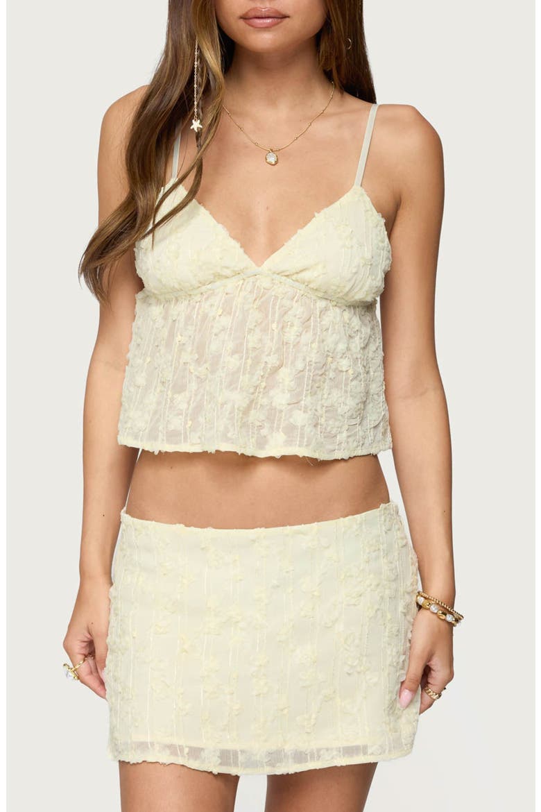 Leora Textured Semisheer Crop Top, Main, color, YELLOW