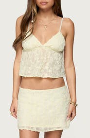 EDIKTED Leora Textured Semisheer Crop Top