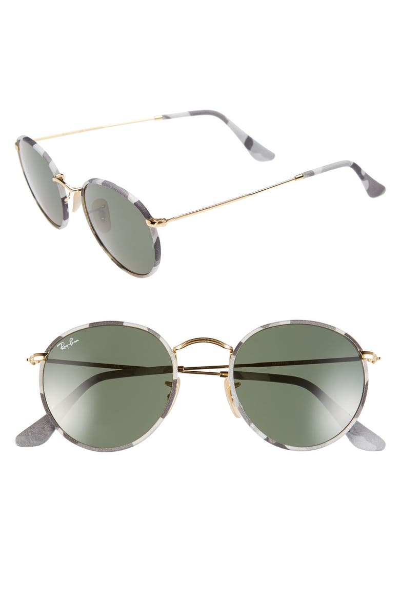 Icons 50mm Camo Print Round Sunglasses, Main, color, GREY