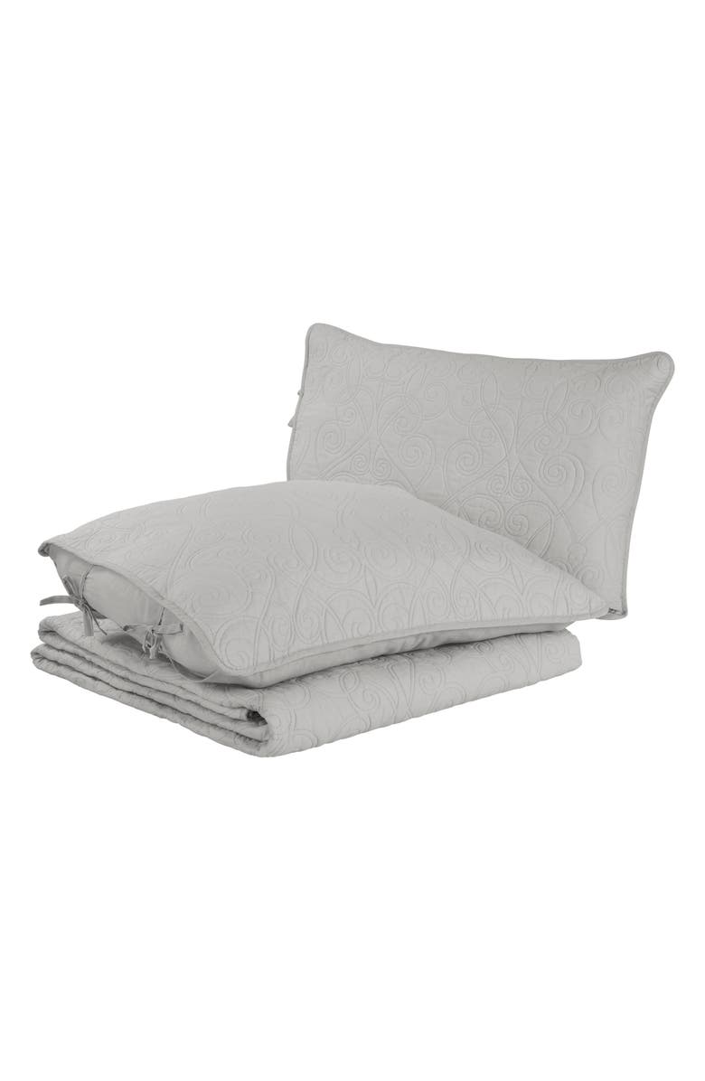 Laura Ashley Felicity Breeze Twin Quilt & Sham Set, Main, color, Soft Grey