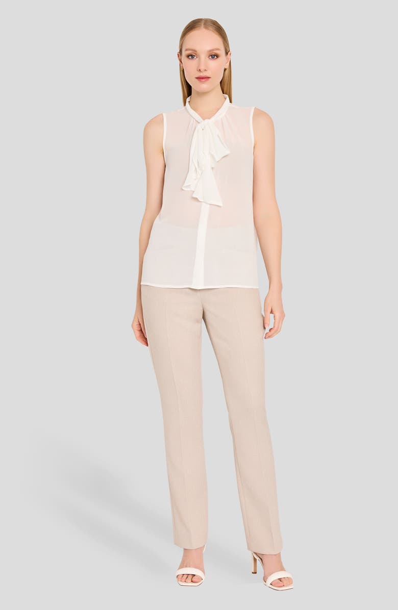 Tahari ASL Ruffle Tie Sleeveless Top, Alternate, color, Ivory