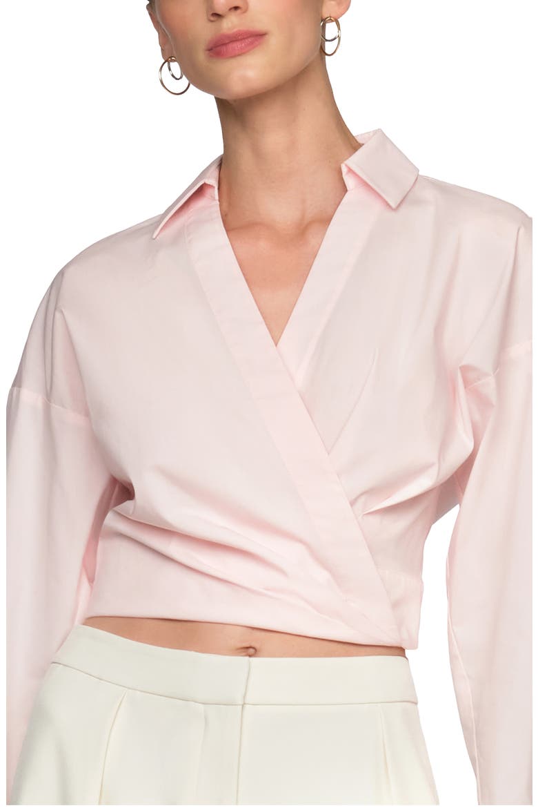 Ciara Surplice Poplin Shirt, Alternate, color, PINK BLUSH