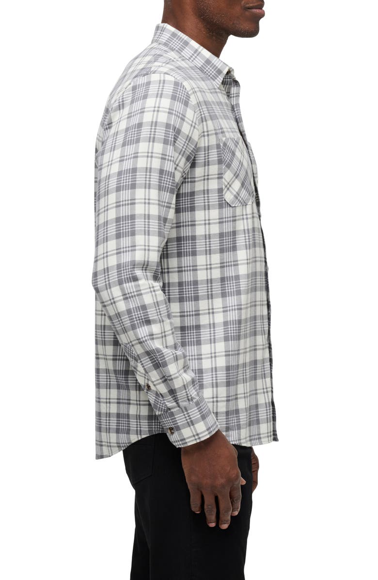 TravisMathew Cloud Plaid Flannel Button-Up Shirt, Alternate, color, Vanilla Ice/Quiet Sh