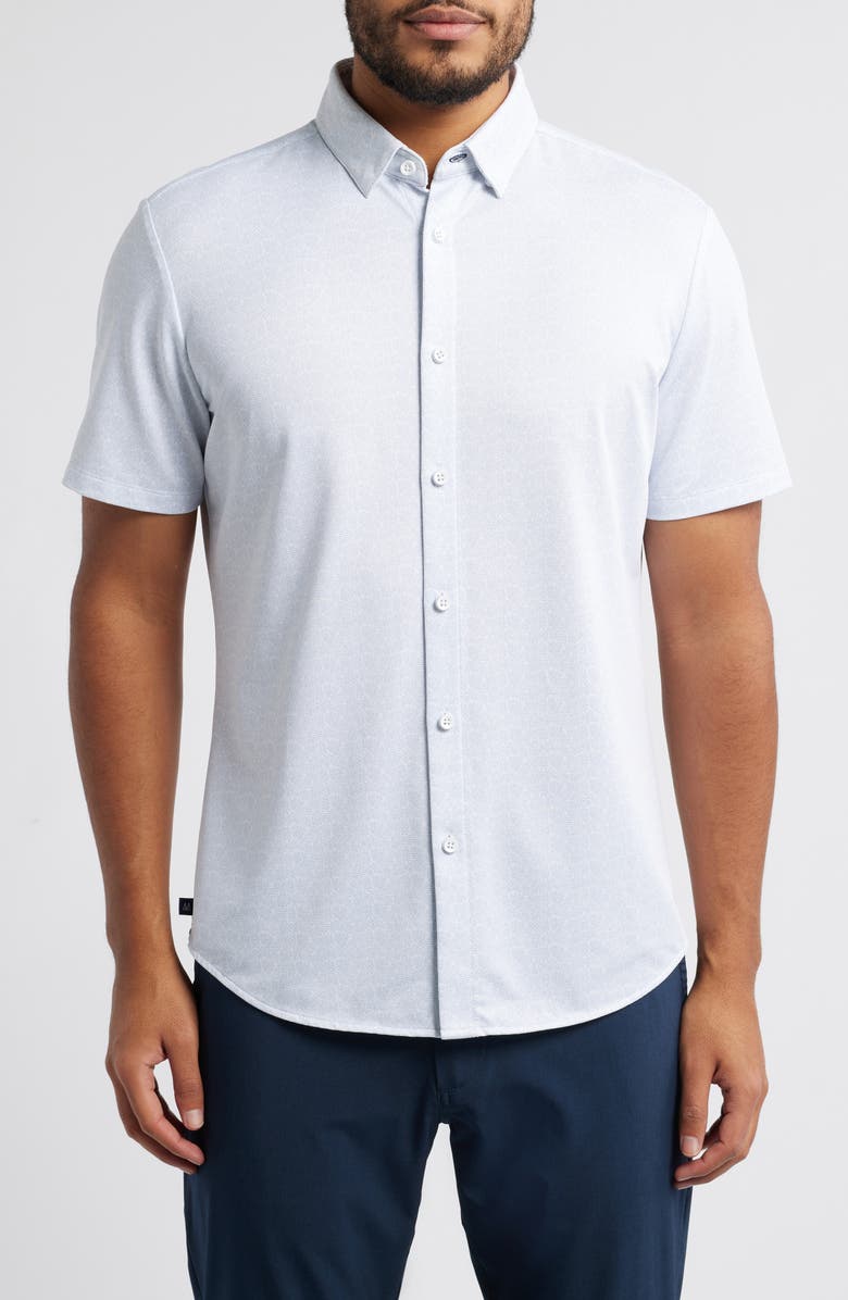 Mizzen+Main Halyard Trim Fit Short Sleeve Button-Up Shirt, Main, color, 