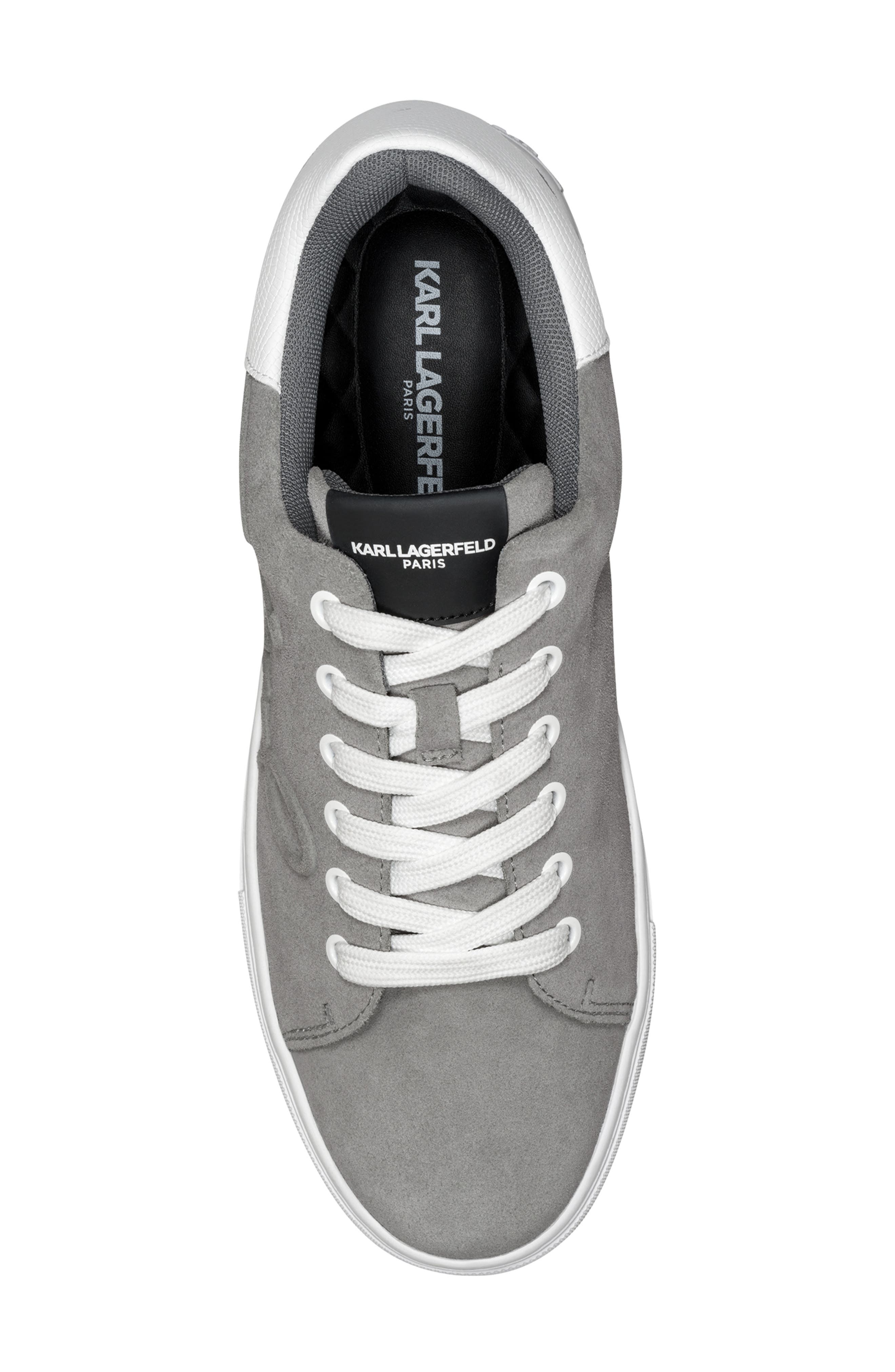 KARL LAGERFELD PARIS Mark Suede Low Profile Sneaker, Alternate, color, Grey