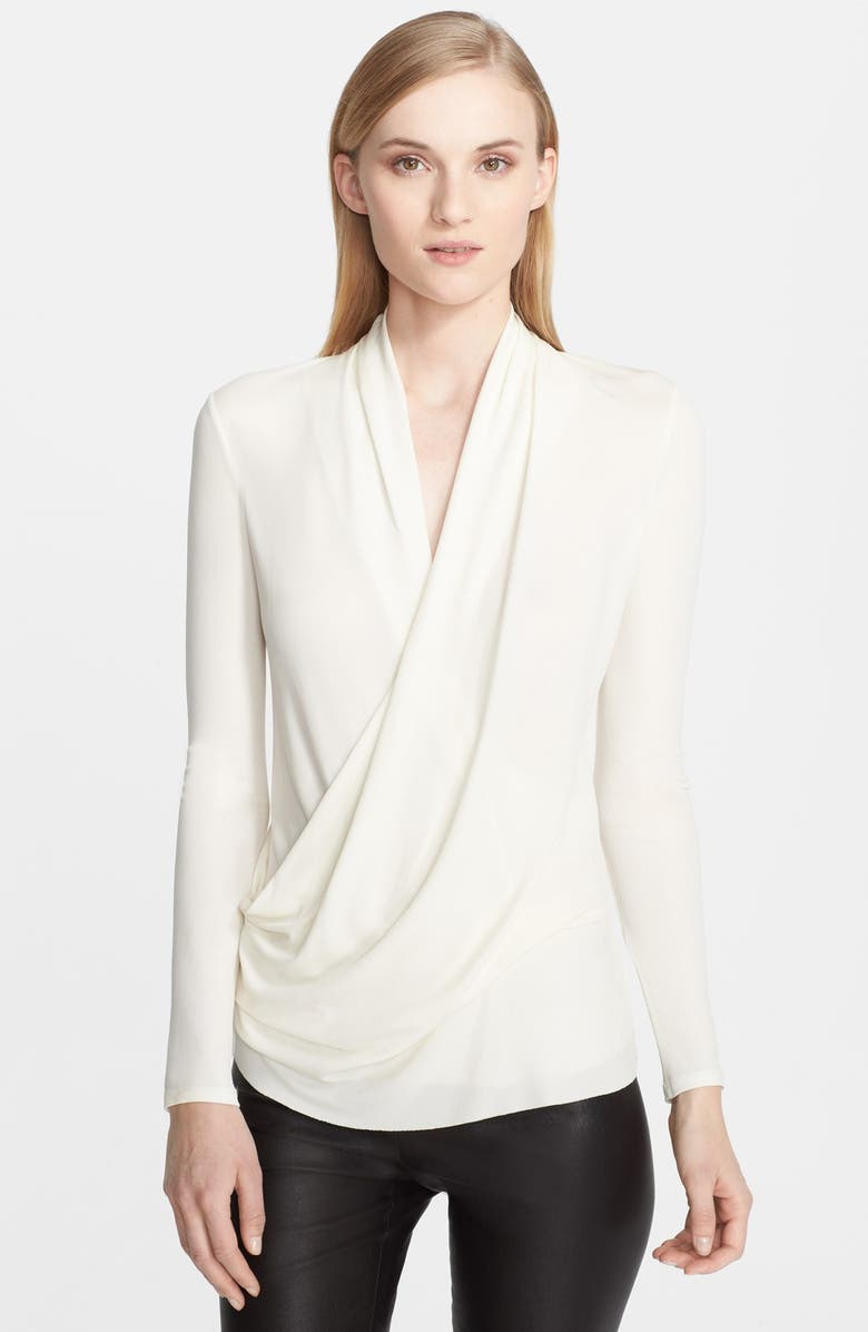 Helmut Lang 'Helix' Draped Jersey Top, Main, color, 