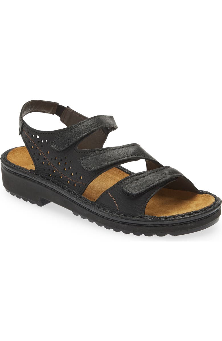 Naot Birgit Sandal, Main, color, Soft Black Leather