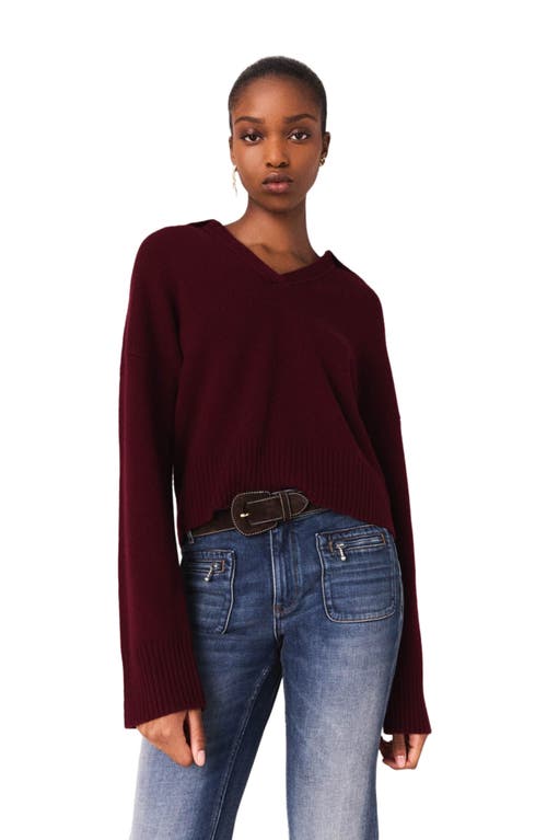 Maje Open Polo Collar Cardigan In Burgundy