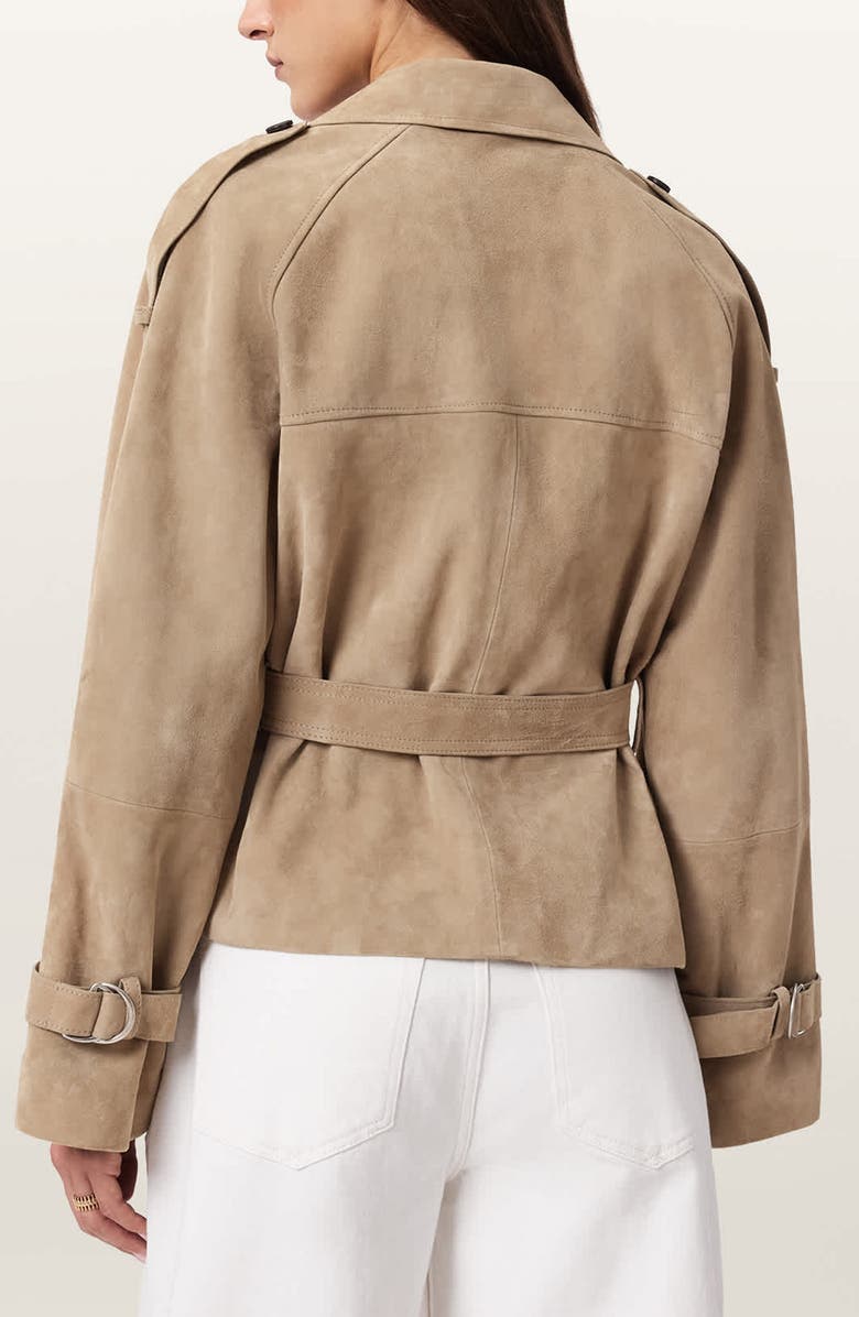 AllSaints Reed Suede Trench Jacket, Alternate, color, Taupe Brown
