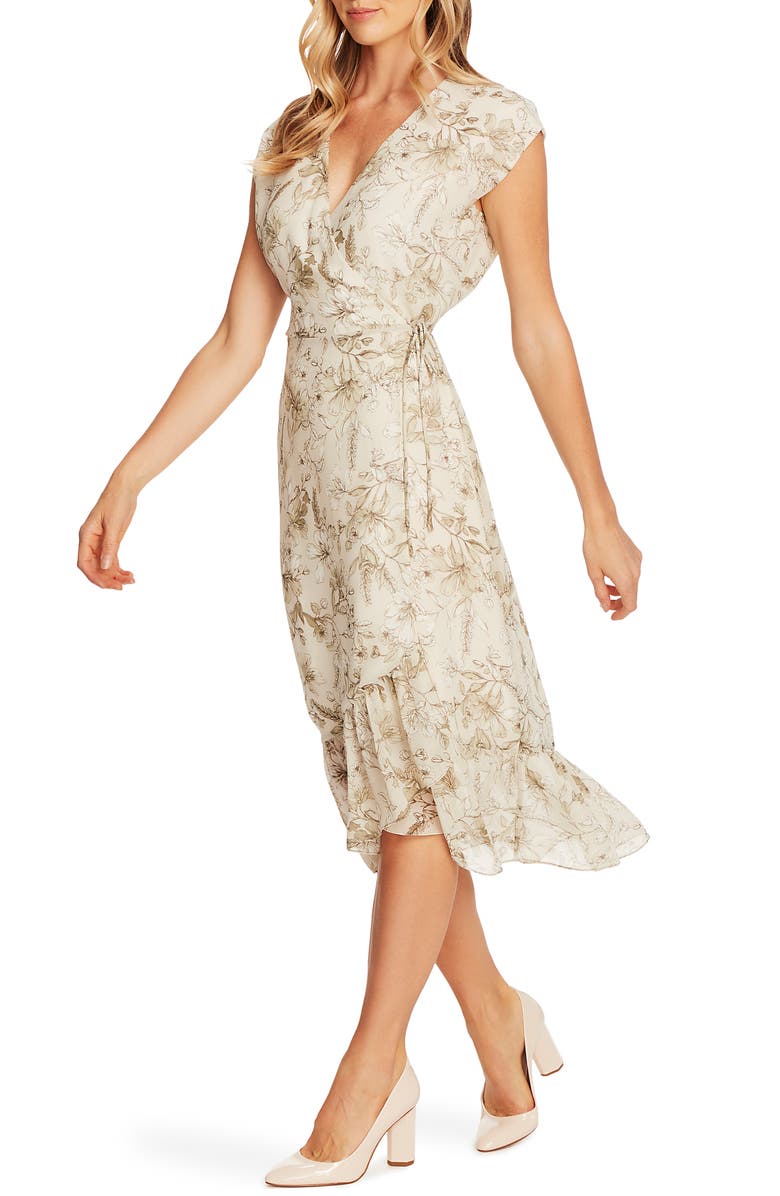 Vince Camuto Botanical Breeze Faux Wrap Dress, Alternate, color, 