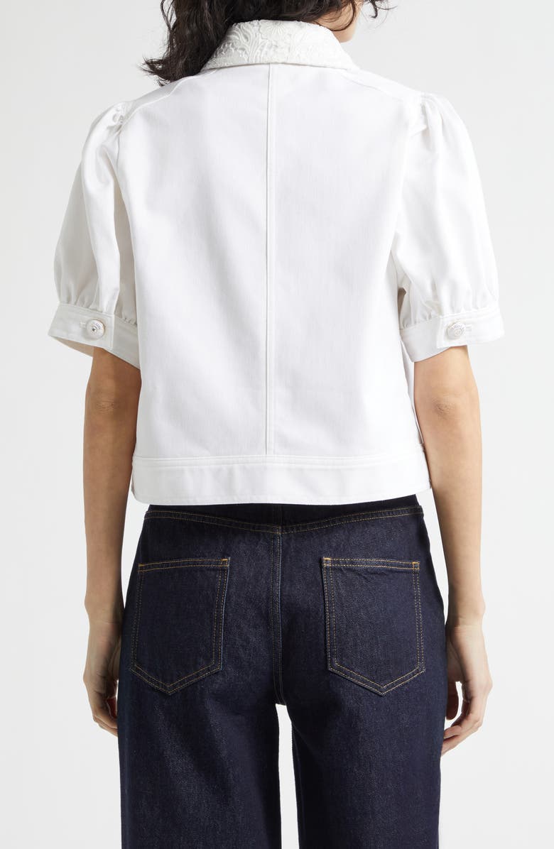 Cinq à Sept Ivana Short Sleeve Denim Jacket, Alternate, color, White