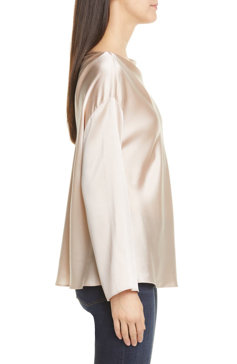 Vince Side Drape Long Sleeve Silk Blouse, Alternate, color, 
