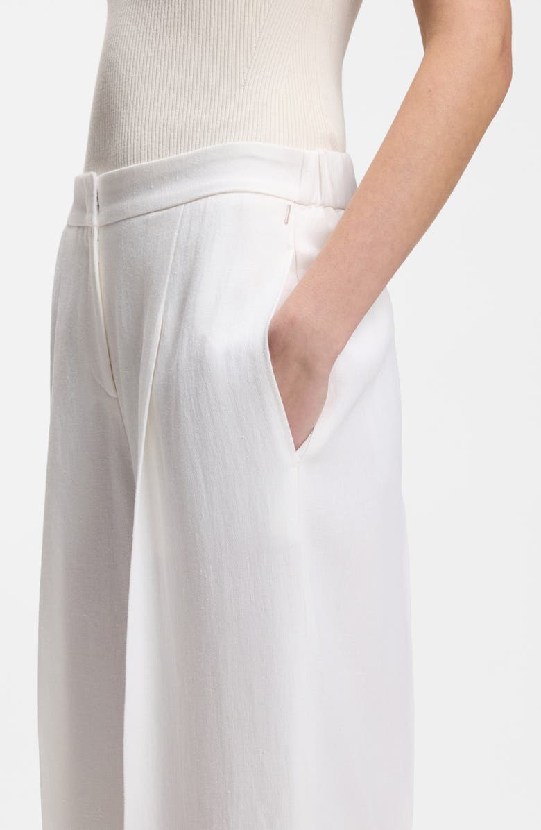BOSS Tiana Pleated Wide Leg Pants, Alternate, color, Bright White
