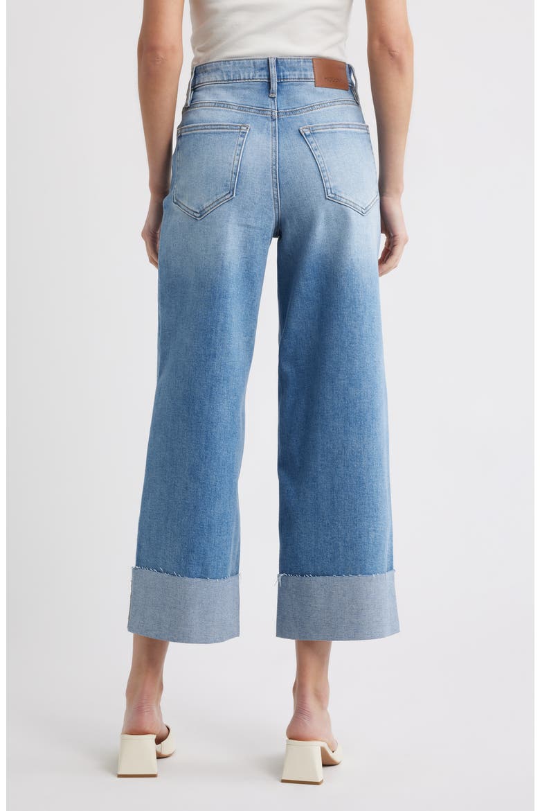 Cuffed High Waist Ankle Wide Leg Jeans, Alternate, color, MED.WASH