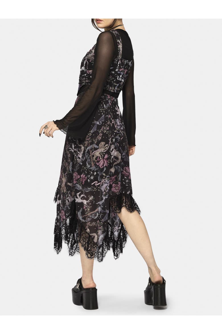 Merunicorn Enchanted Forest Midi Skirt, Alternate, color, Black