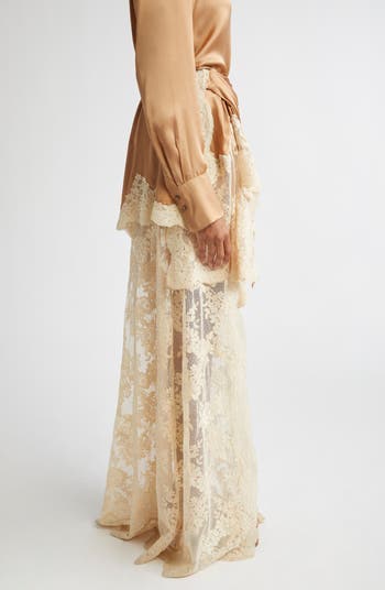 Hypnotic Draped Lace & Satin Skirt