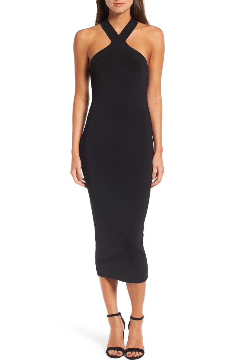 Halter Dress, Main, color, BLACK