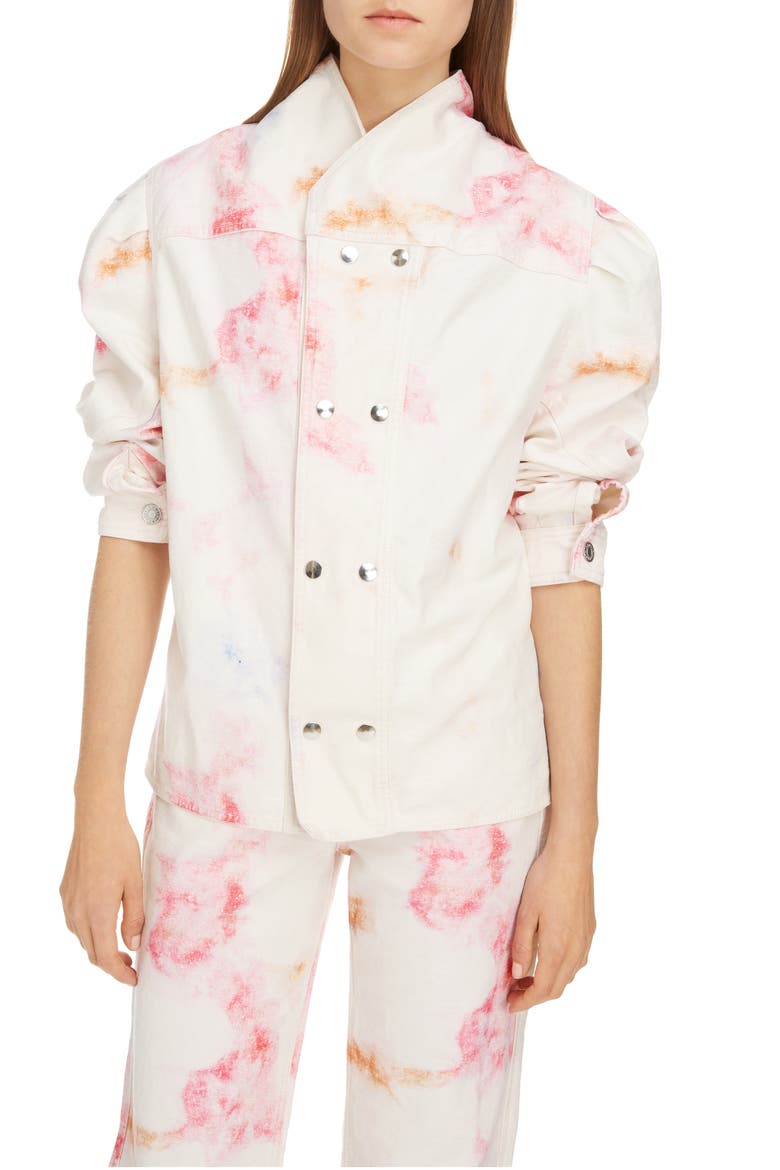 Tie Dye Puff Sleeve Top, Alternate, color, PINK