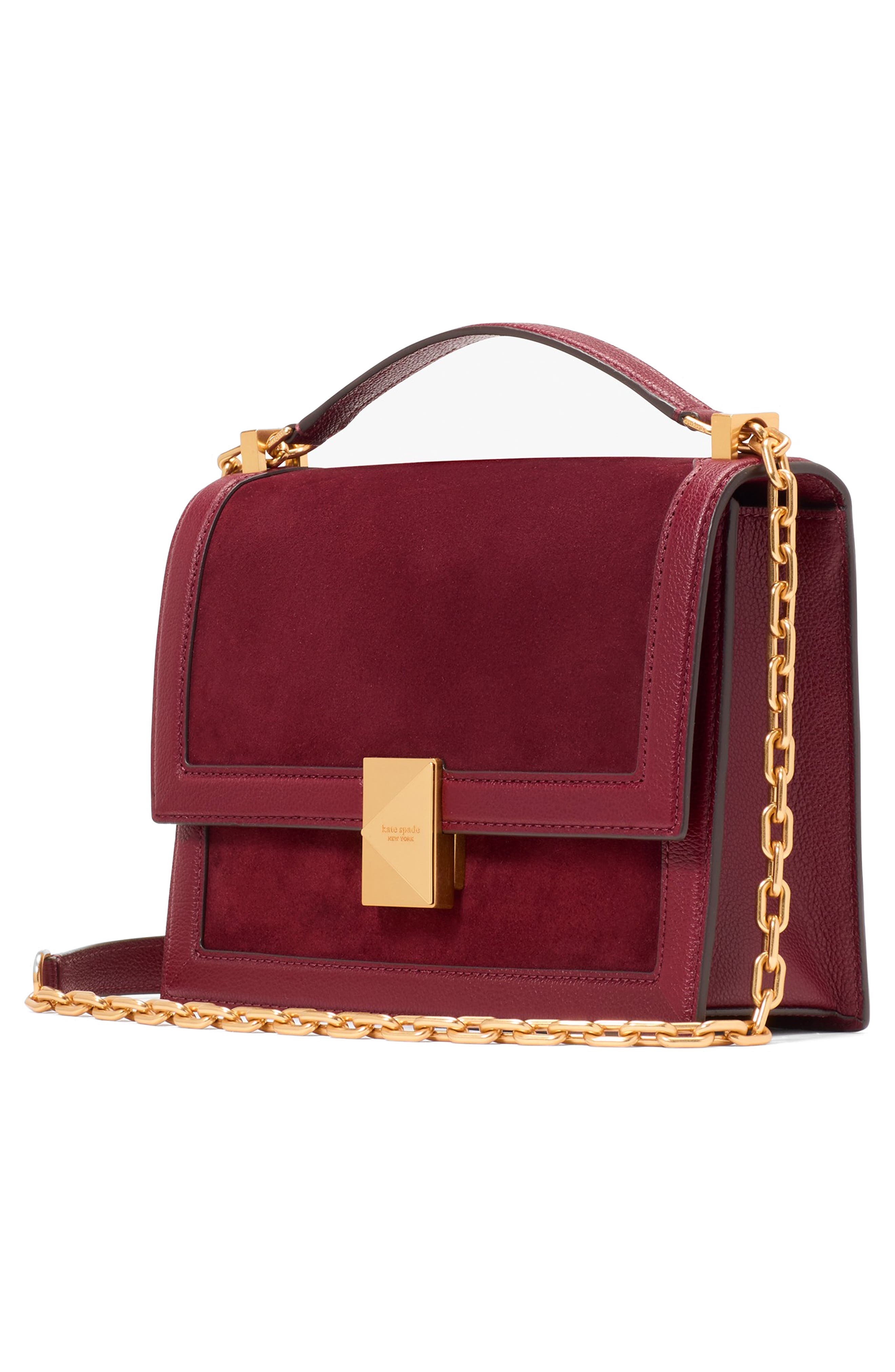 Kate Spade New York deco pebbled leather and suede convertible crossbody bag, Alternate, color, 