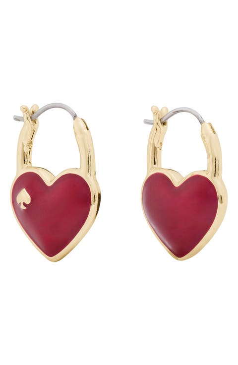 heart spade huggie hoop earrings