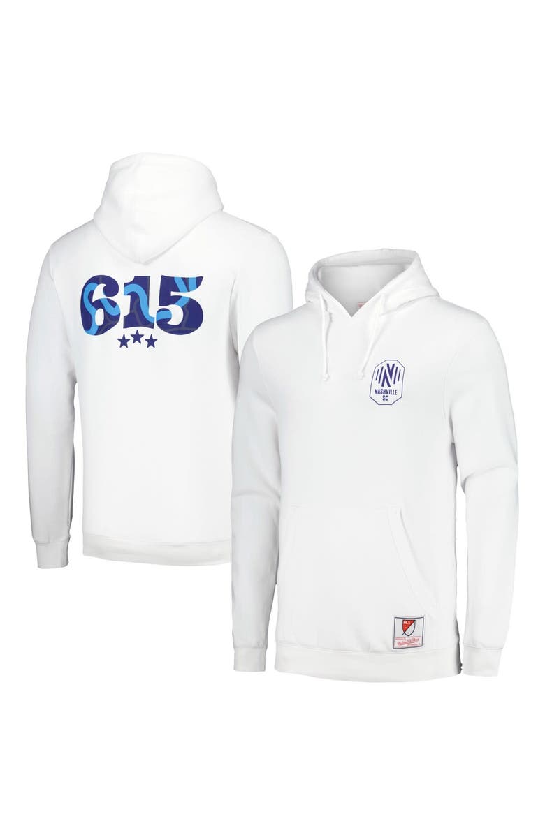 Mitchell & Ness Men's Mitchell & Ness White Nashville SC 615 Pullover Hoodie, Main, color, 