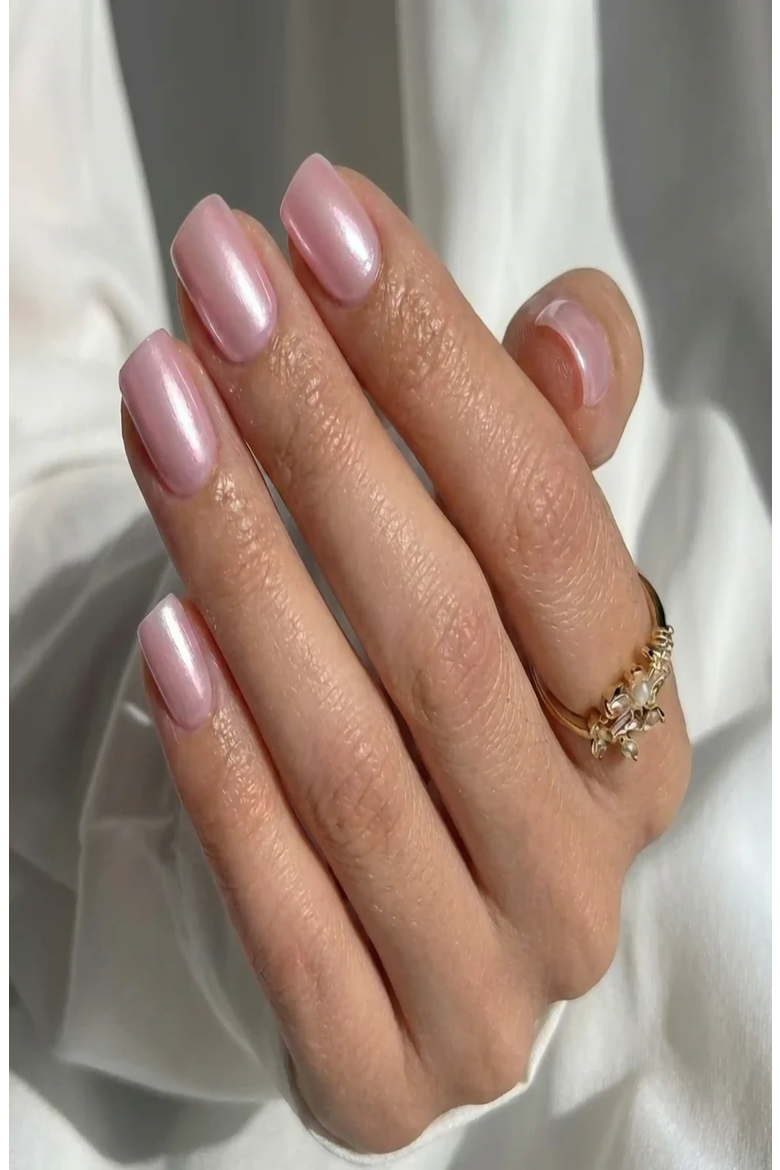 Pink Chrome Square Press on Nails, Alternate, color, Pink Chrome