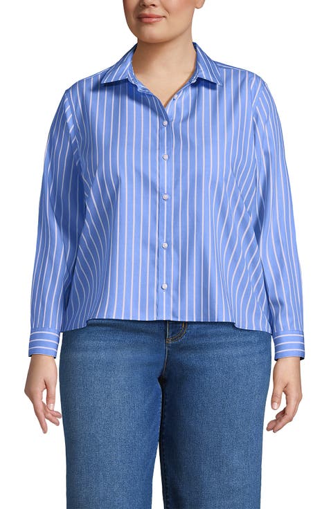 Plus Size No Iron Boxy Cropped Shirt