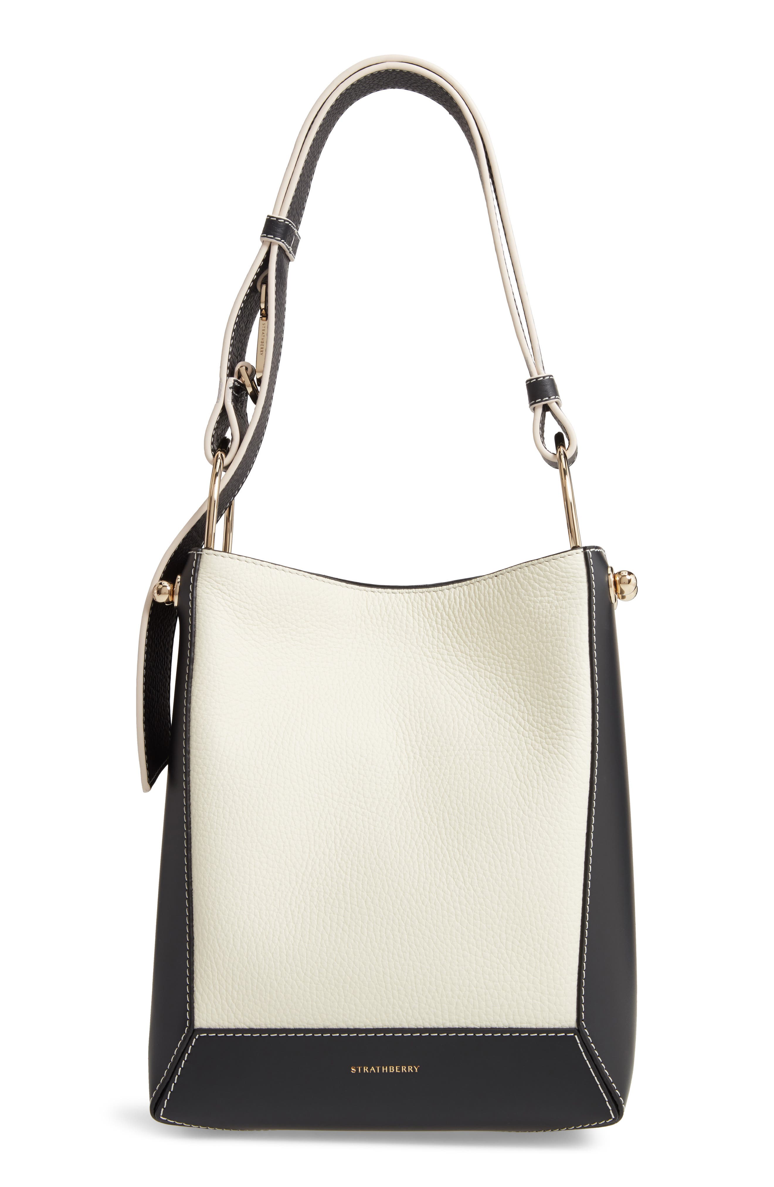 Strathberry Midi Lana Bridle Bicolor Calfskin Leather Hobo Bag, Main, color, 
