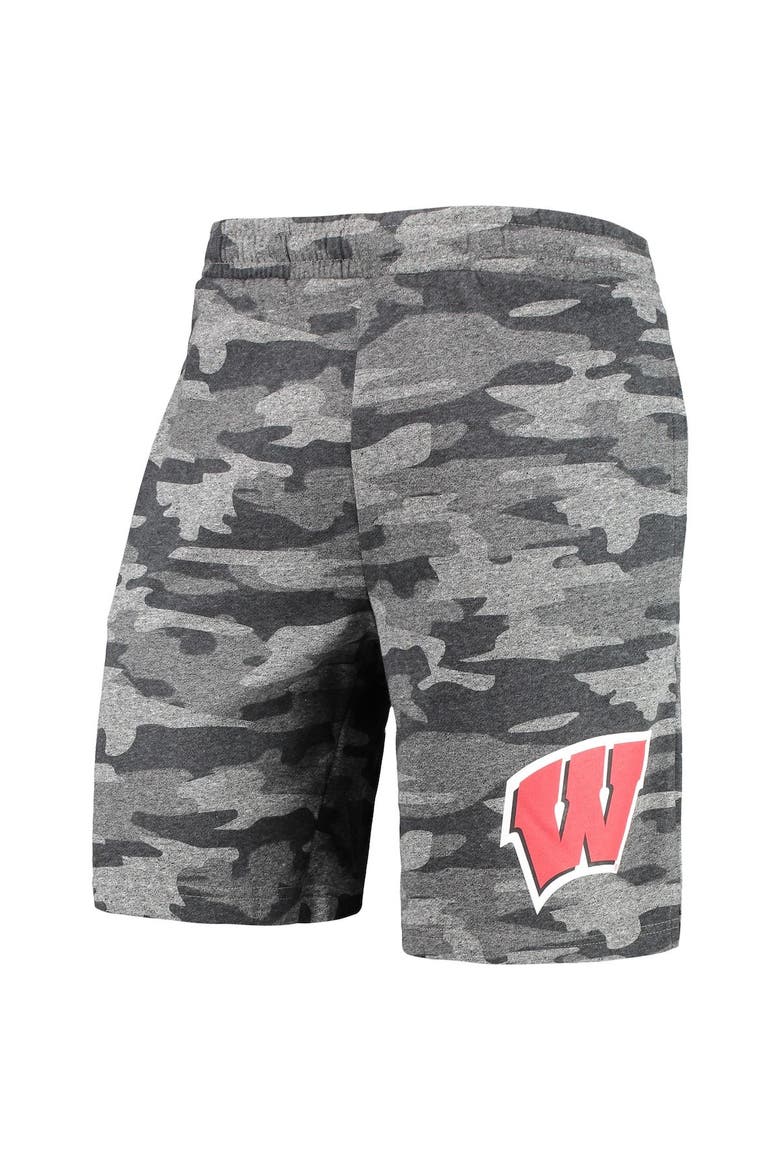 Men's Concepts Sport Charcoal/Gray Wisconsin Badgers Camo Backup Terry Jam Lounge Shorts, Alternate, color, Charcoal