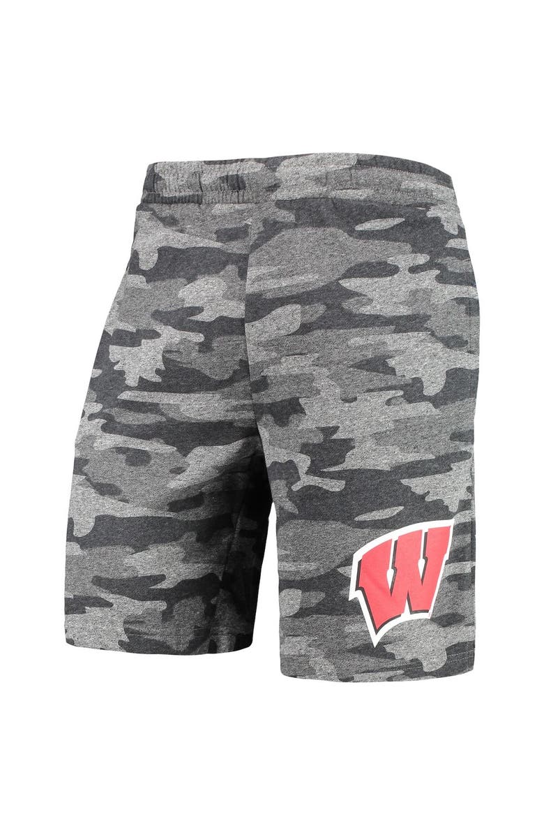 CONCEPTS SPORT Men's Concepts Sport Charcoal/Gray Wisconsin Badgers Camo Backup Terry Jam Lounge Shorts, Alternate, color, Charcoal