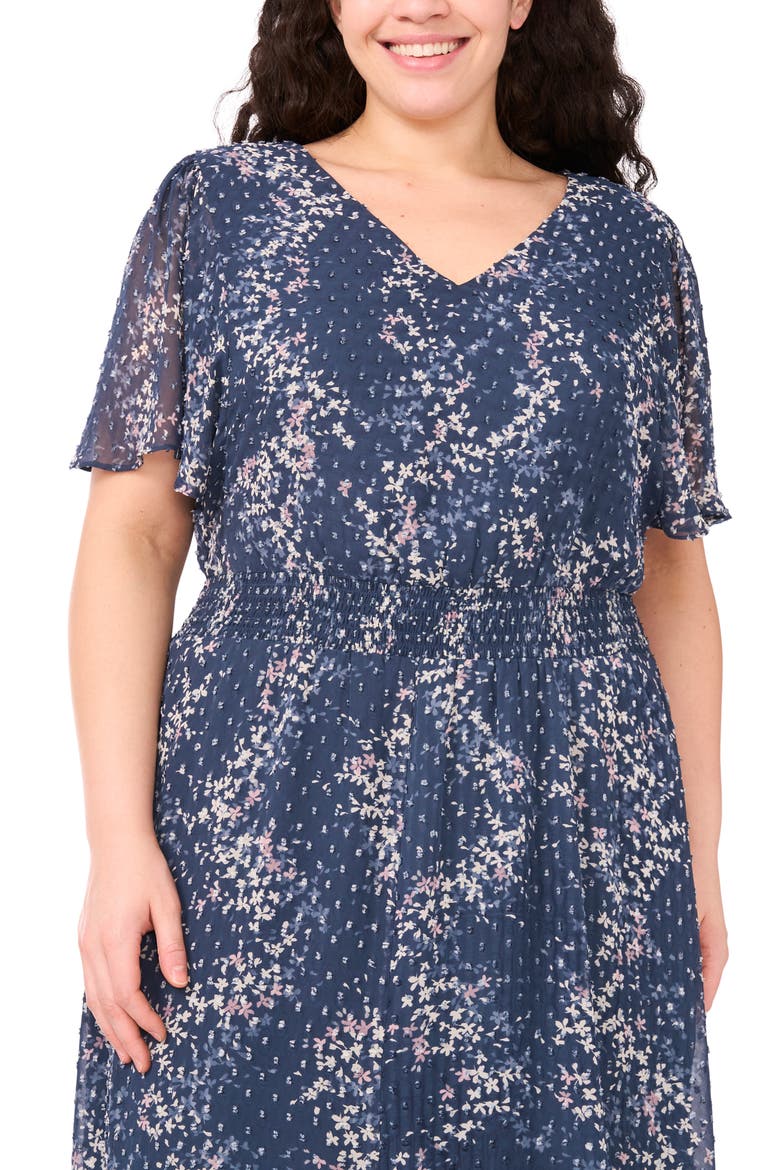 V-Neck Smocked Waist Maxi Dress, Alternate, color, BLUE HAZE