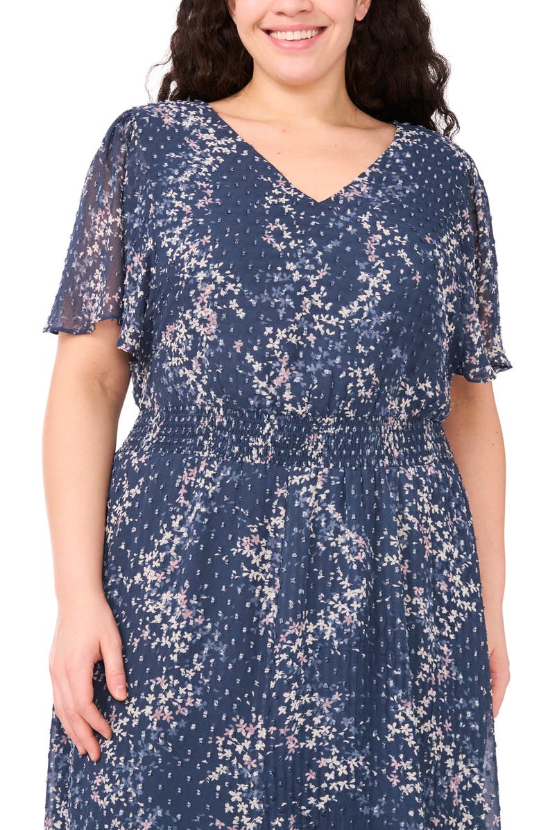 CeCe V-Neck Smocked Waist Maxi Dress, Alternate, color, Blue Haze