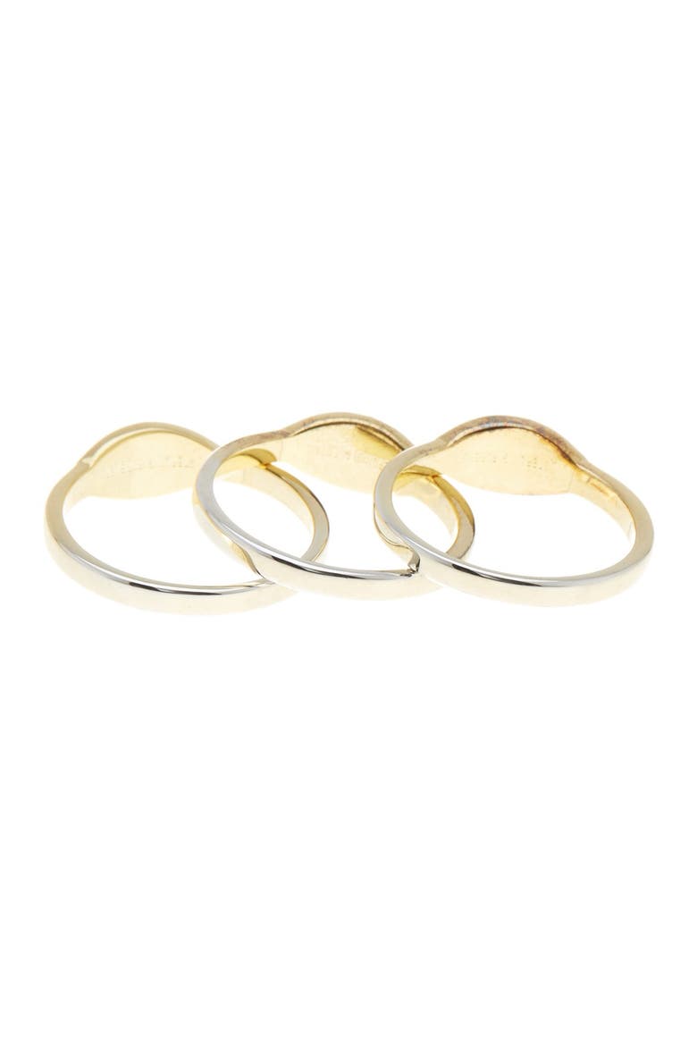 14K Gold Plated 3-Piece Evil Eye Ring Set, Alternate, color, GOLD