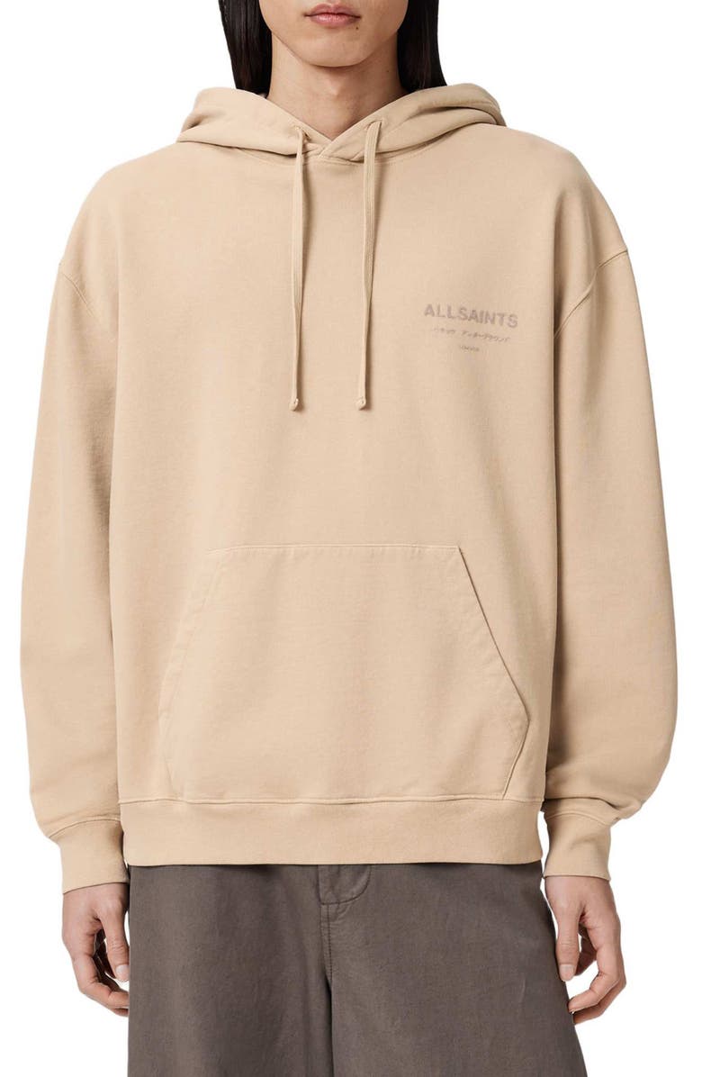 AllSaints Xander Cotton Hoodie, Main, color, Sunset Brown