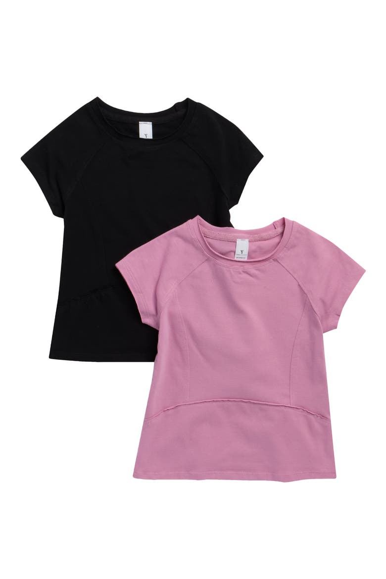 Kids' Petra 2-Pack Cotton T-Shirts, Main, color, MAUVE/ BLACK